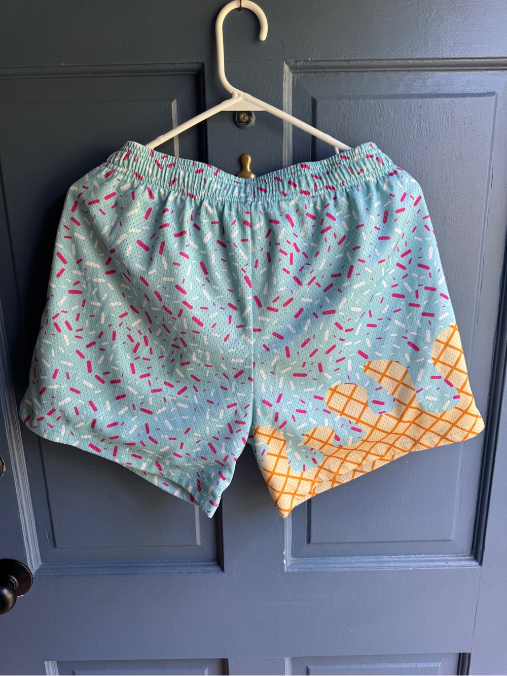 Baseball Lifestyle Men’s Light Blue IcCream Print Elastic Waist Shorts